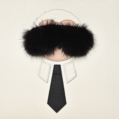 Fendi Vitello Elite Mink Fur Studded Karlito Zip Around Pouch White 8 of 16