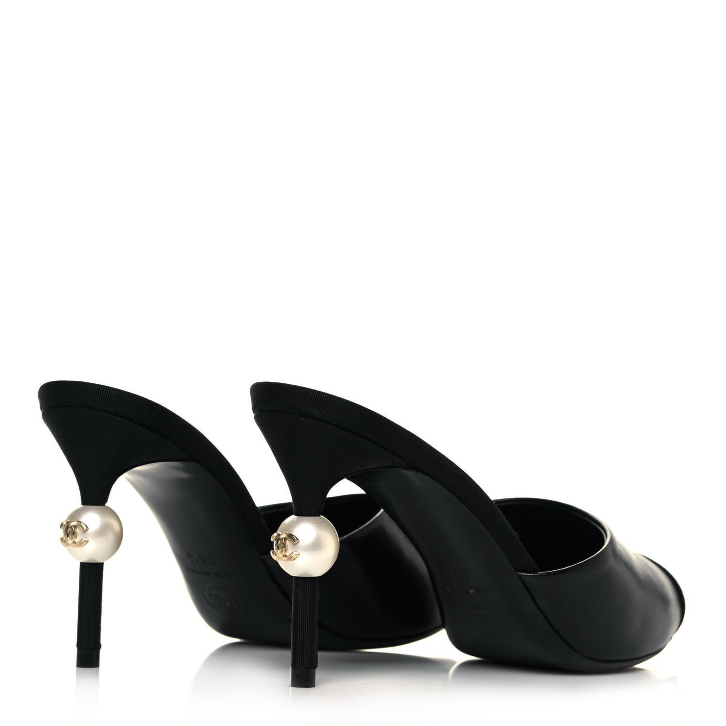 Goatskin Grosgrain Cap Toe Pearl Mule 35.5 Black