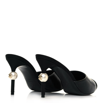 Chanel Goatskin Grosgrain Cap Toe Pearl Mule 35.5 Black 4 of 9