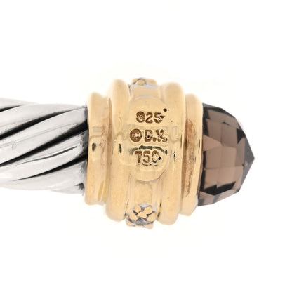David Yurman Sterling Silver 18K Yellow Gold Diamond Smoky Quartz 7mm Cable Classics Bracelet 3 of 3