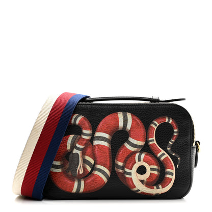 Gucci Grained Calfskin Sylvie Web Kingsnake Small Camera Bag Black Multicolor 1 of 12