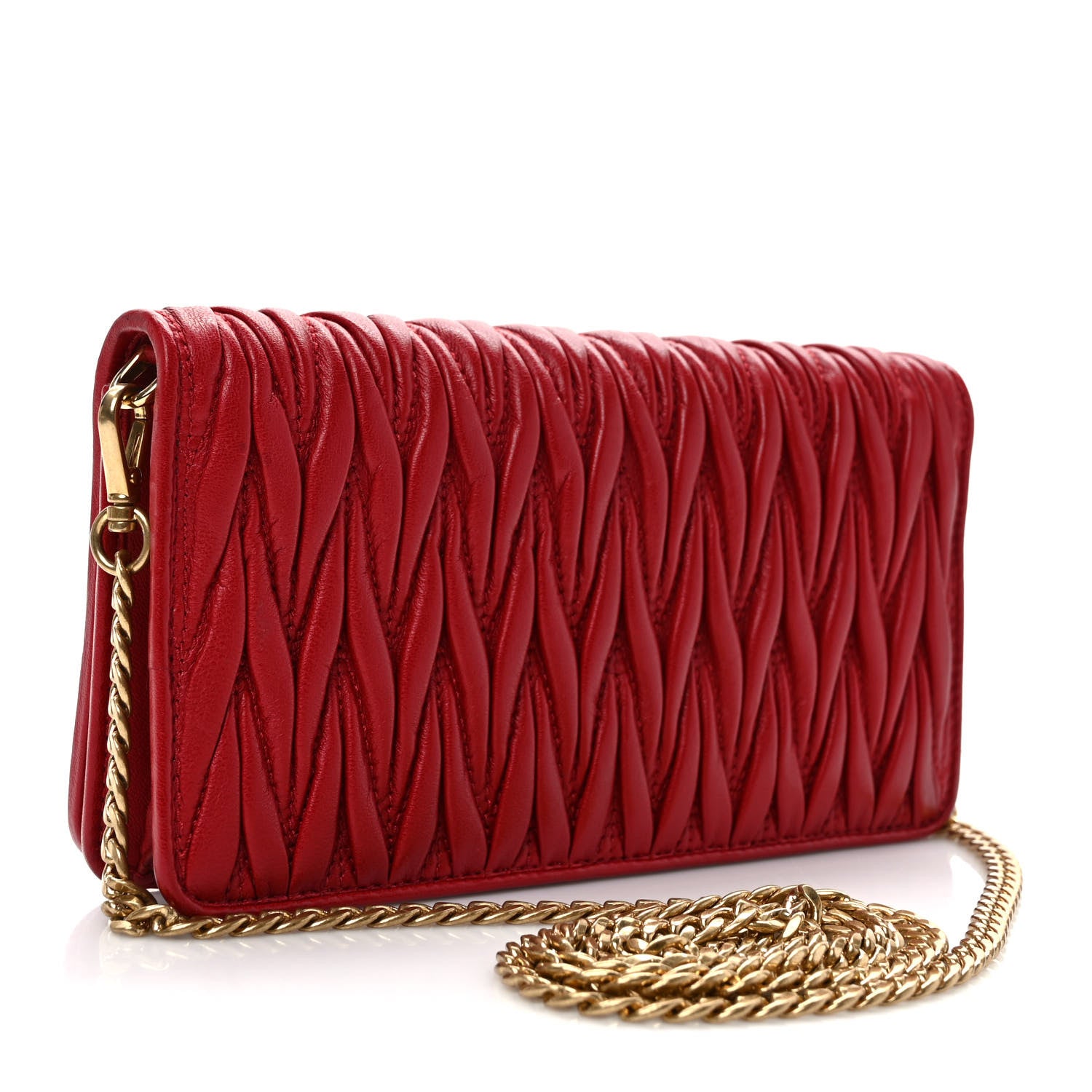 Miu Miu Nappa Matelasse Wallet On Chain Fuoco 3 of 10