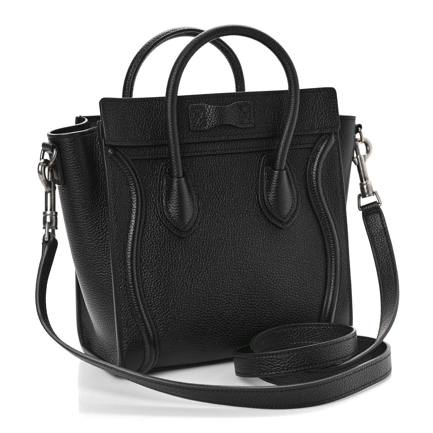 Celine Drummed Calfskin Nano Luggage Black 3 of 8