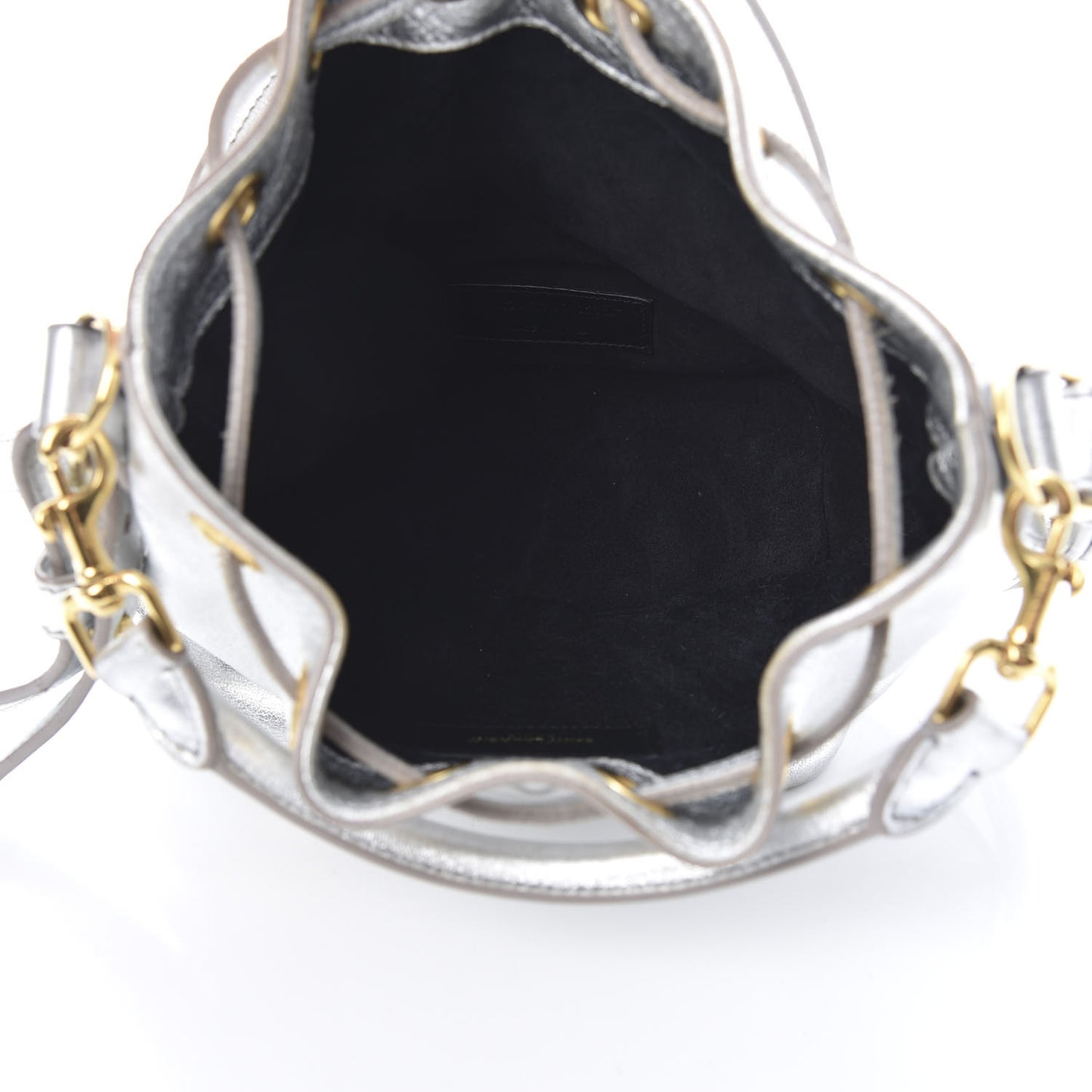 Metallic Calfskin Small Emmanuelle Bucket Bag Silver