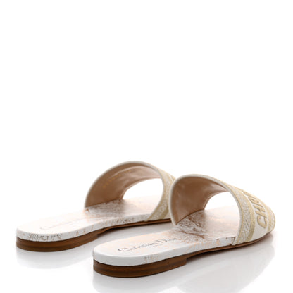 Christian Dior Canvas Lurex Jardin d'Hiver Embroidered Dway Flat Slide Sandals 37 White Palladium 4 of 9