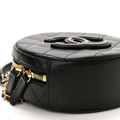 Chanel Caviar Quilted Small Round Vanity With Chain Black 9 of 11