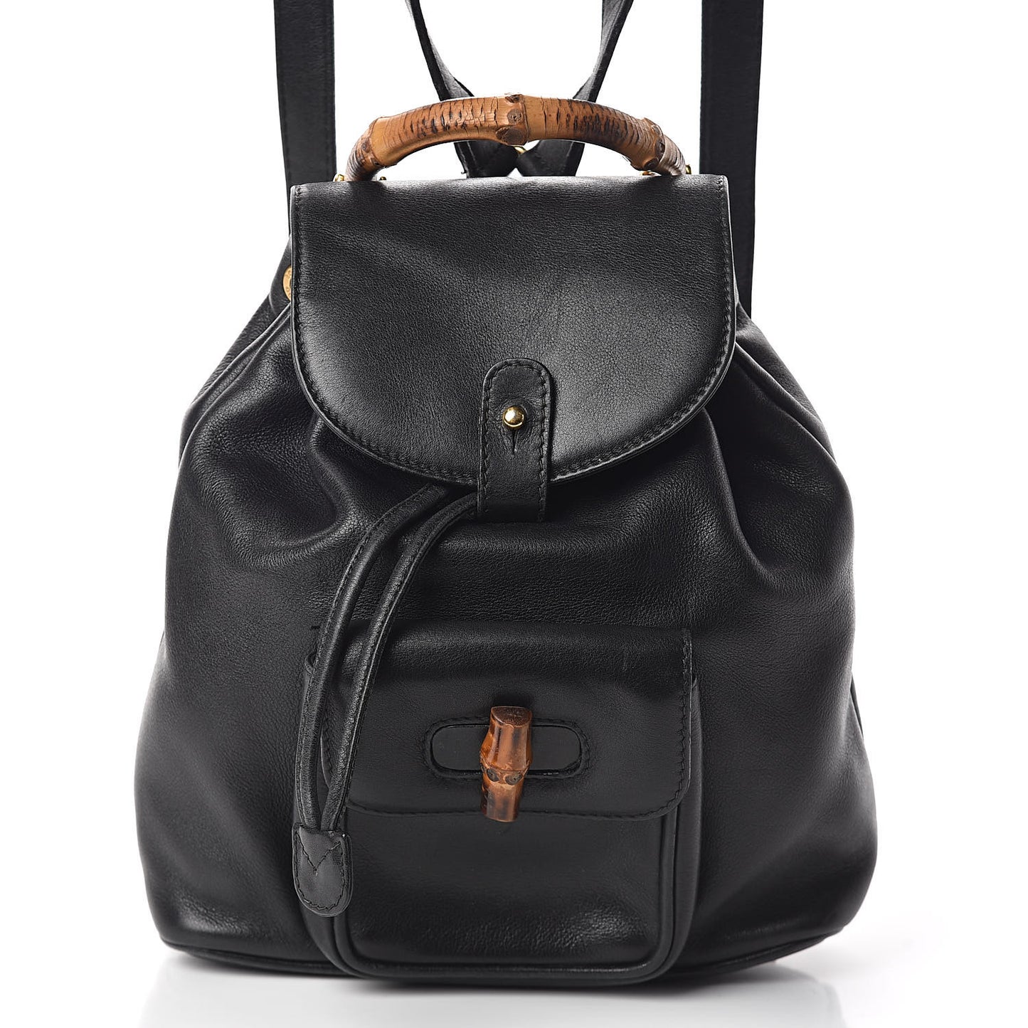 Calfskin Bamboo Backpack Black