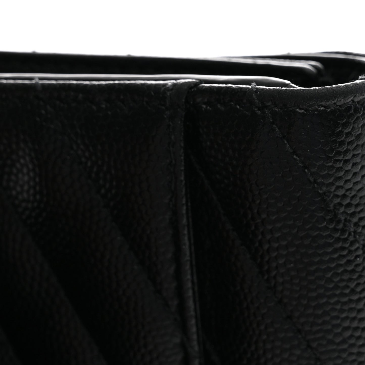 Grain De Poudre Matelasse Chevron Monogram Compact Tri Fold Wallet Black