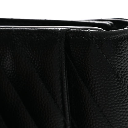 Saint Laurent Grain De Poudre Matelasse Chevron Monogram Compact Tri Fold Wallet Black 9 of 11