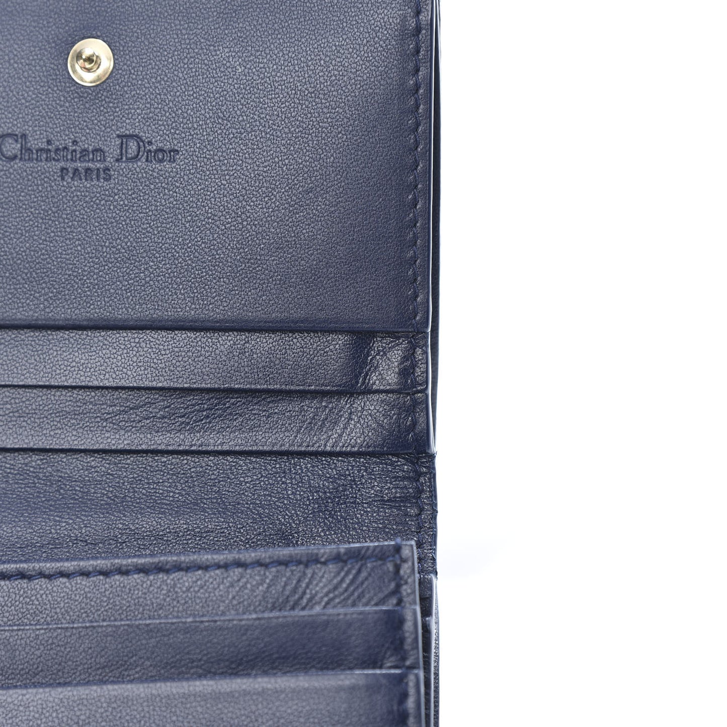 Lambskin Cannage Mini Lady Dior Wallet Navy