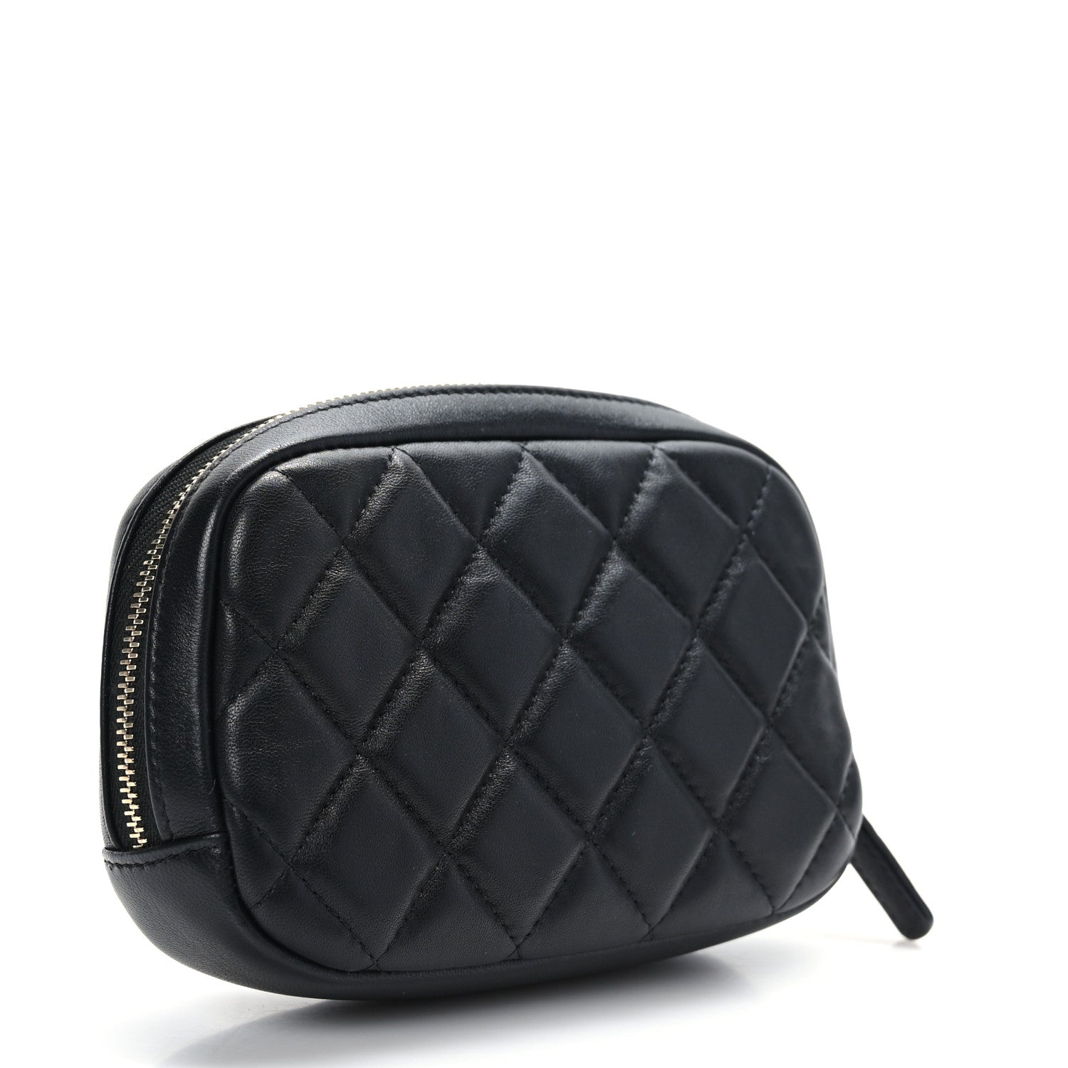 Chanel Lambskin Quilted Small Curvy Pouch Cosmetic Case Black 2 of 8