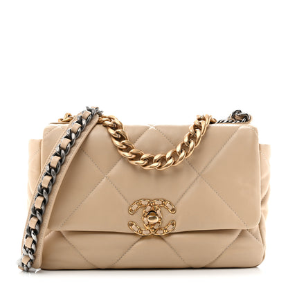 Chanel Lambskin Quilted Medium Chanel 19 Flap Beige 1 of 12