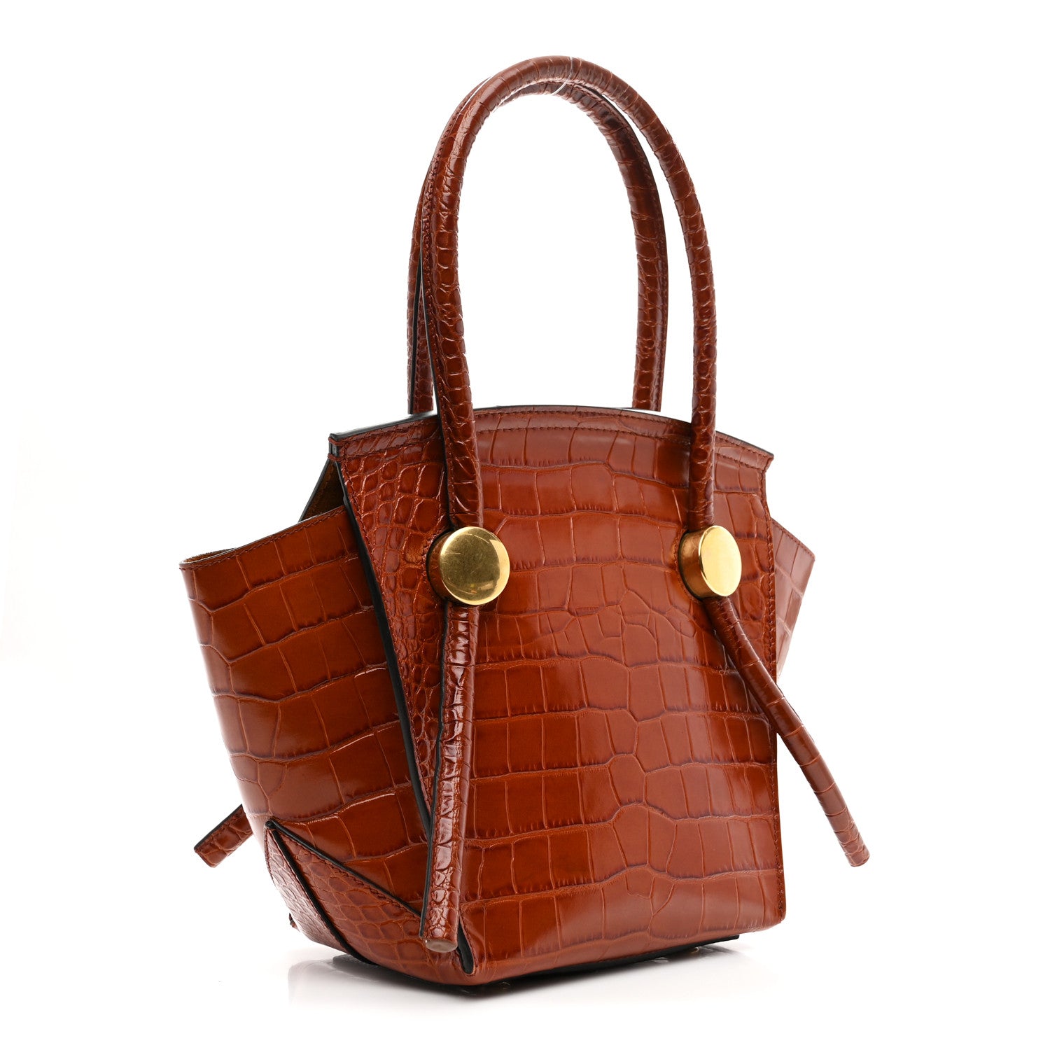Proenza Schouler Calfskin Crocodile Embossed Small Pipe Bag Chestnut 3 of 13