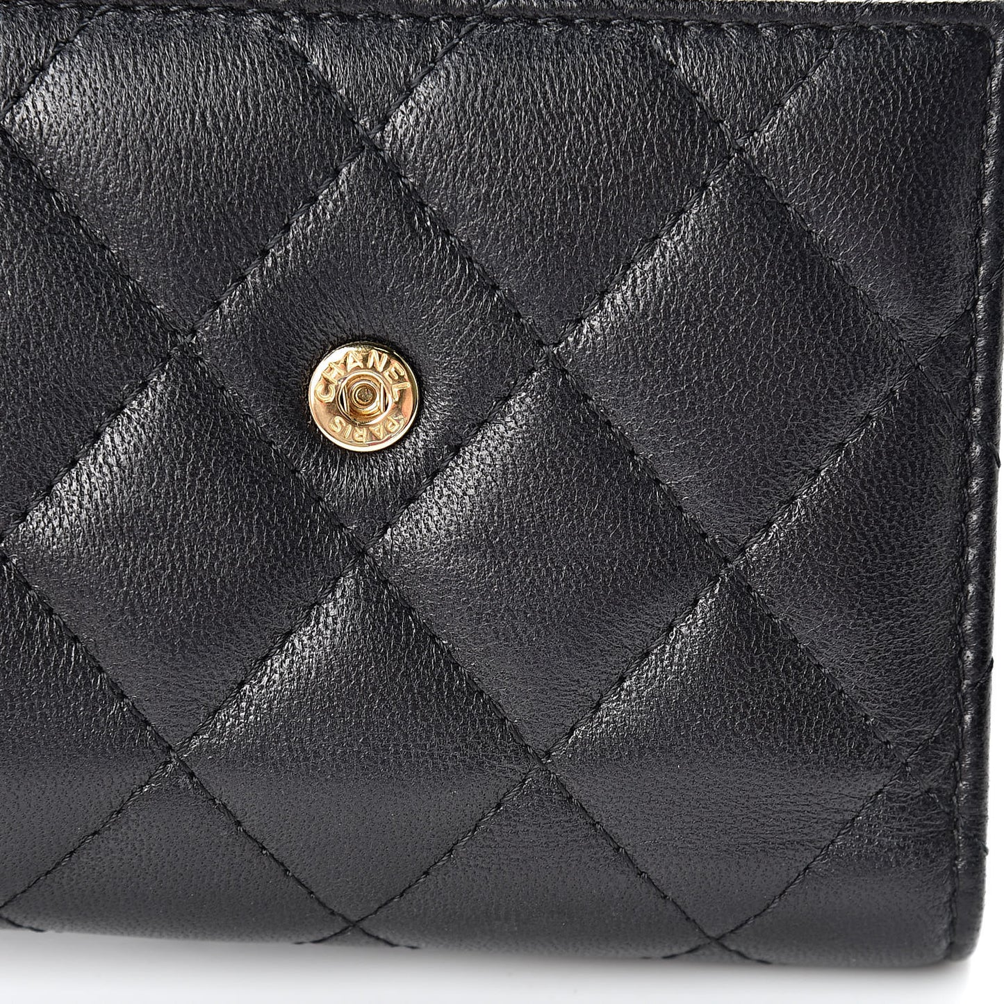 Lambskin Quilted Small Compact Wallet Black