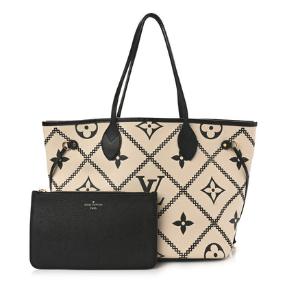 Louis Vuitton Empreinte Monogram Giant Broderies Neverfull MM Cream Black 1 of 9