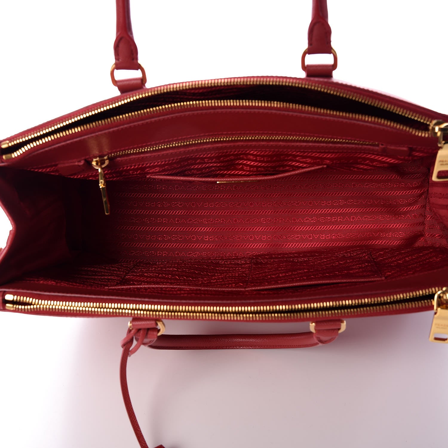 Prada Saffiano Large Galleria Double Zip Tote Fuoco 7 of 10
