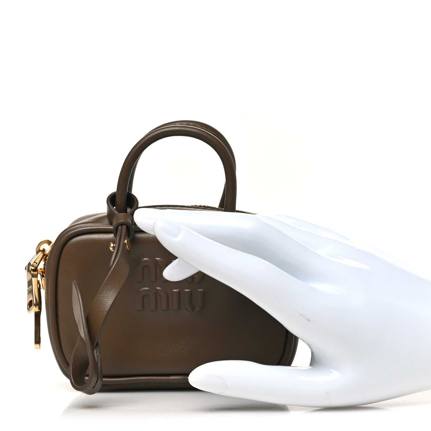 Miu Miu Calfskin Beau Micro Bag Tundra 3 of 12