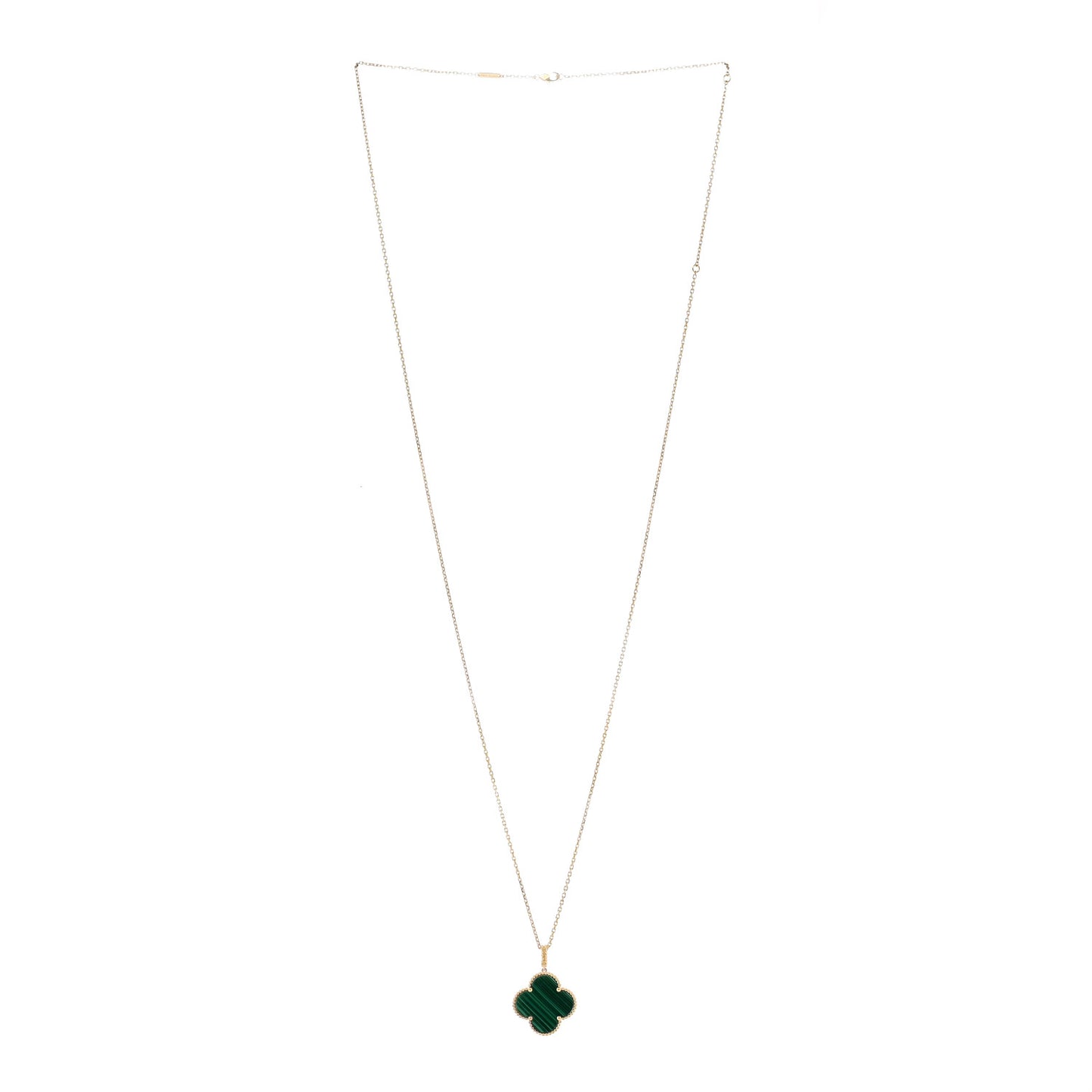 18K Yellow Gold Malachite Magic Alhambra Pendant Necklace