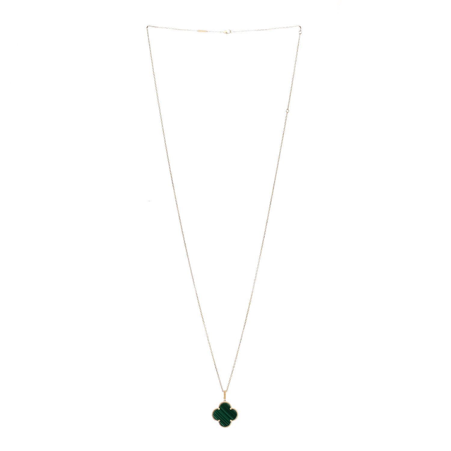 Van Cleef & Arpels 18K Yellow Gold Malachite Magic Alhambra Pendant Necklace 3 of 6