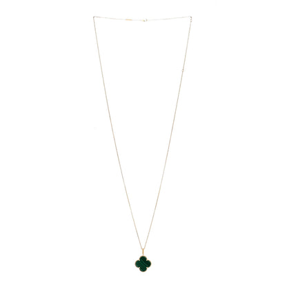 Van Cleef & Arpels 18K Yellow Gold Malachite Magic Alhambra Pendant Necklace 3 of 6