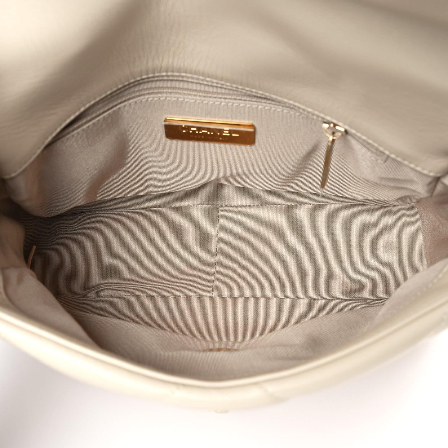 Lambskin Quilted Medium Chanel 19 Flap Light Beige