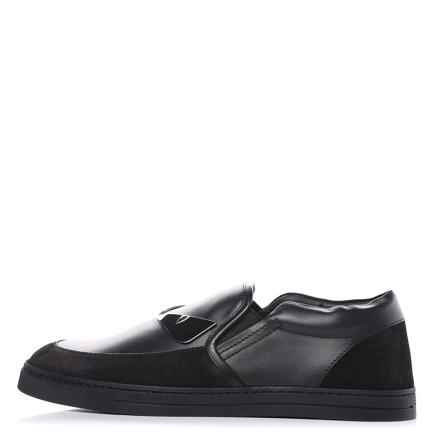 Fendi Vitello Monster Eyes Mens Slip On Sneakers 6 Black 1 of 8