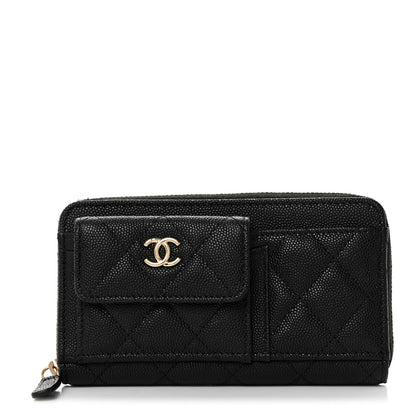 Chanel Caviar Quilted In & Out Zip Around Wallet Black 1 of 8