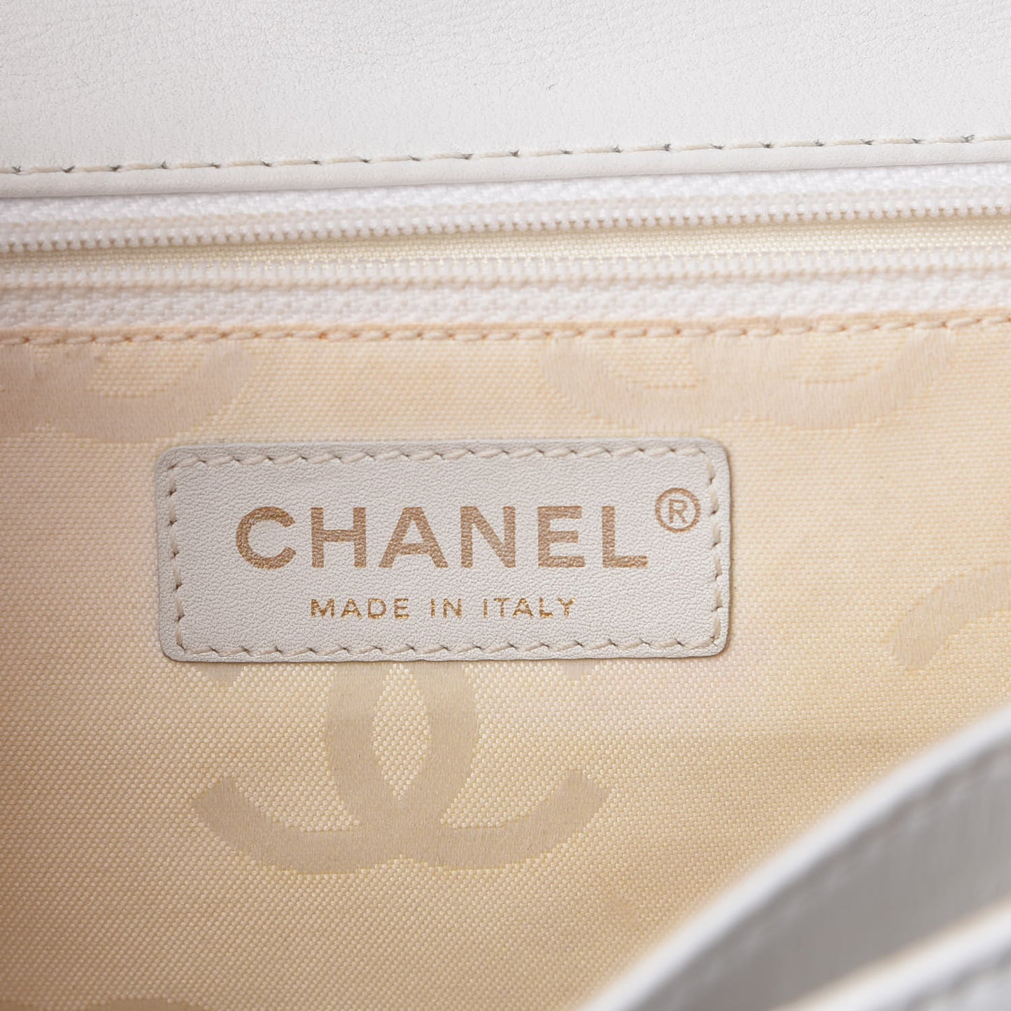 Calfskin Quilted Wild Stitch Flap White