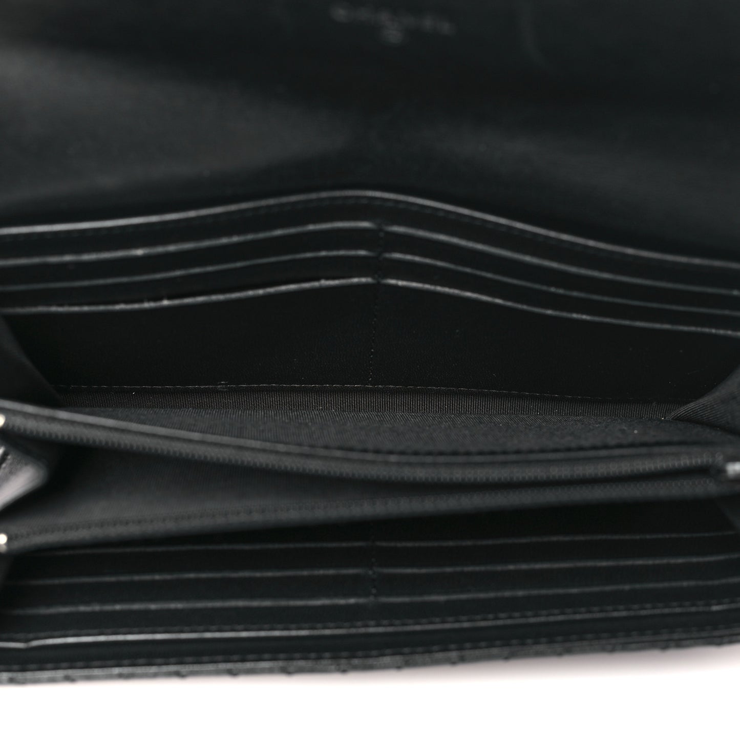 Lambskin Chevron Quilted Large Gusset Flap Wallet So Black