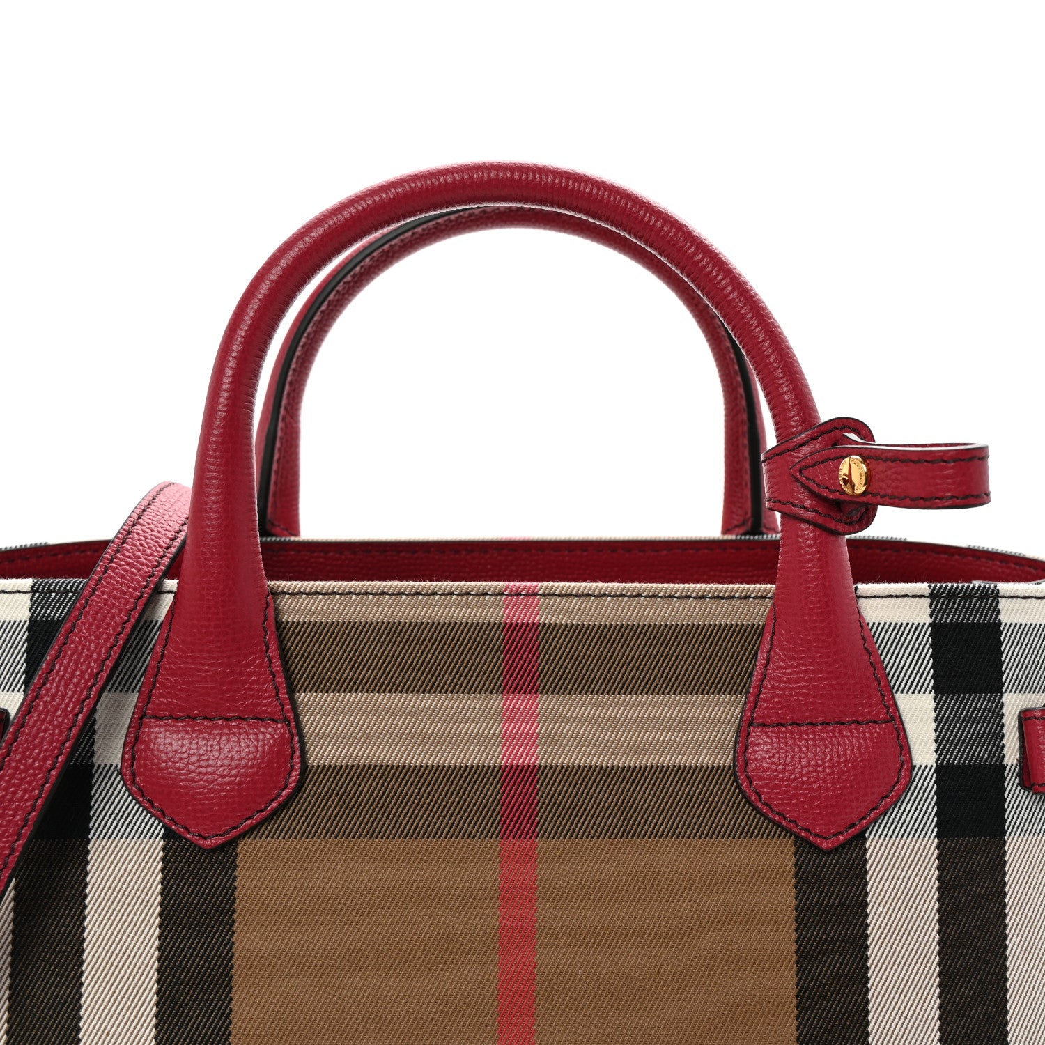 Burberry House Check Grainy Calfskin Medium Banner Tote Russet Red 7 of 9