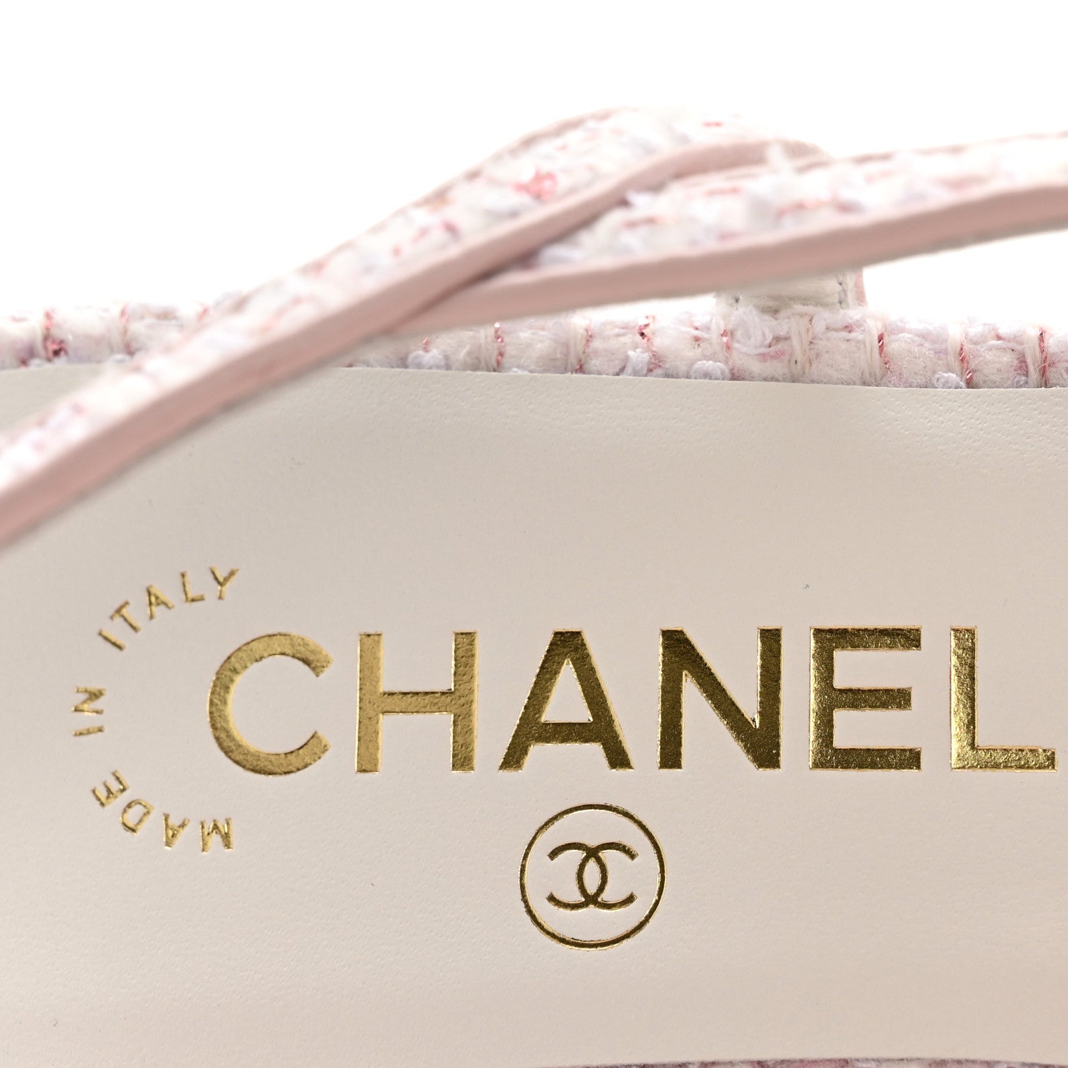 Chanel Metallic Tweed Lambskin Sequin Cap Toe Slingback Flats 39.5 Pink 8 of 9