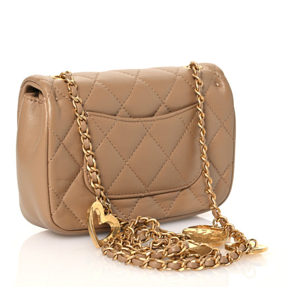 Chanel Lambskin Quilted Mini Heart Charms Flap Beige 3 of 12