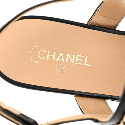 Chanel Lambskin Chain Sandals 39 Black 7 of 9