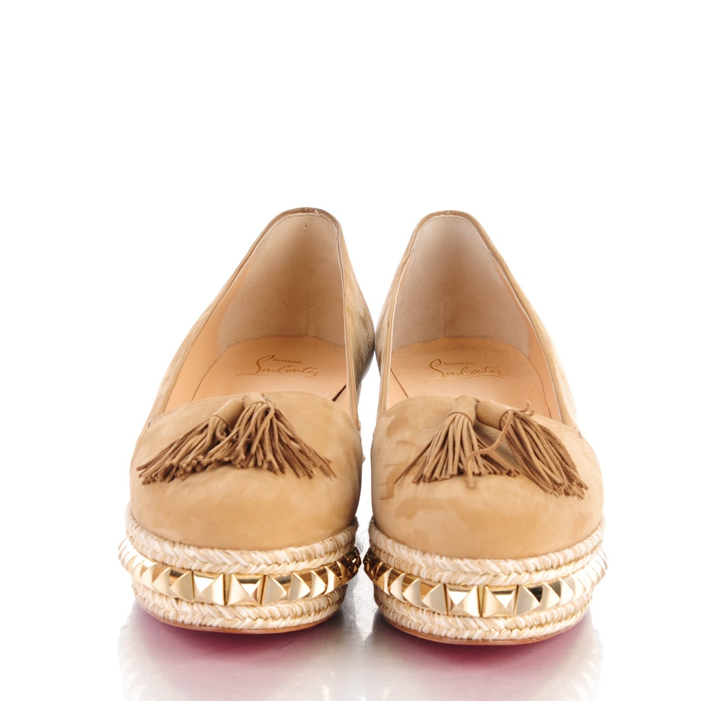 CHRISTIAN LOUBOUTIN Suede Carmel CA 70 Wedge Espadrilles 39 Noisette