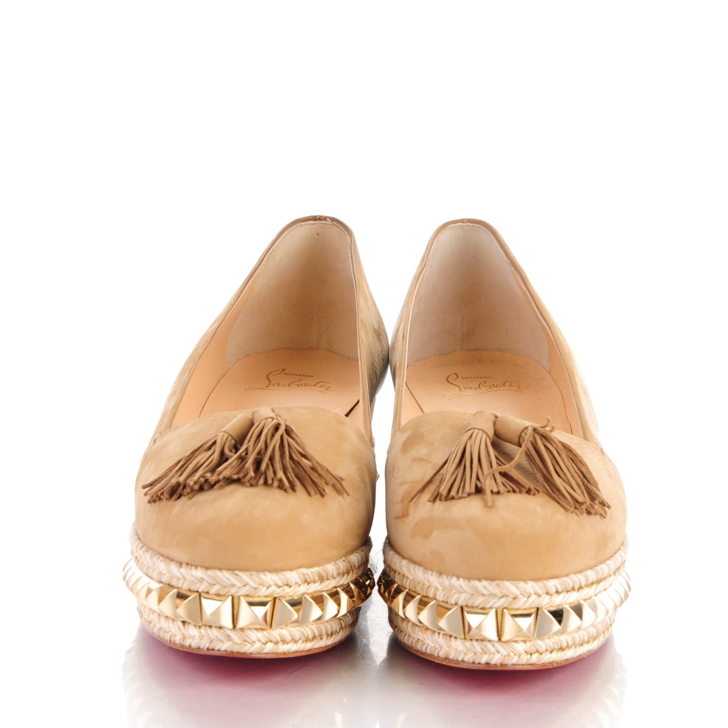 Christian Louboutin CHRISTIAN LOUBOUTIN Suede Carmel CA 70 Wedge Espadrilles 39 Noisette 2 of 9