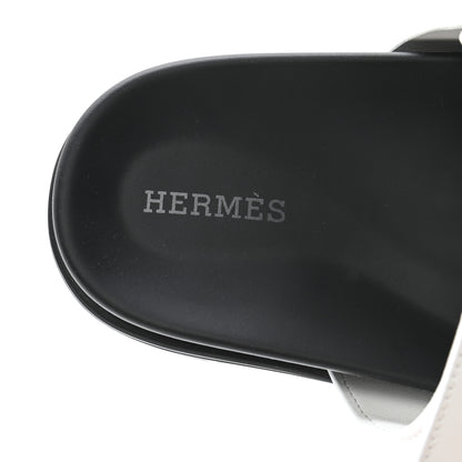 Hermes Calfskin Womens Chypre Sandals 37 White 7 of 9