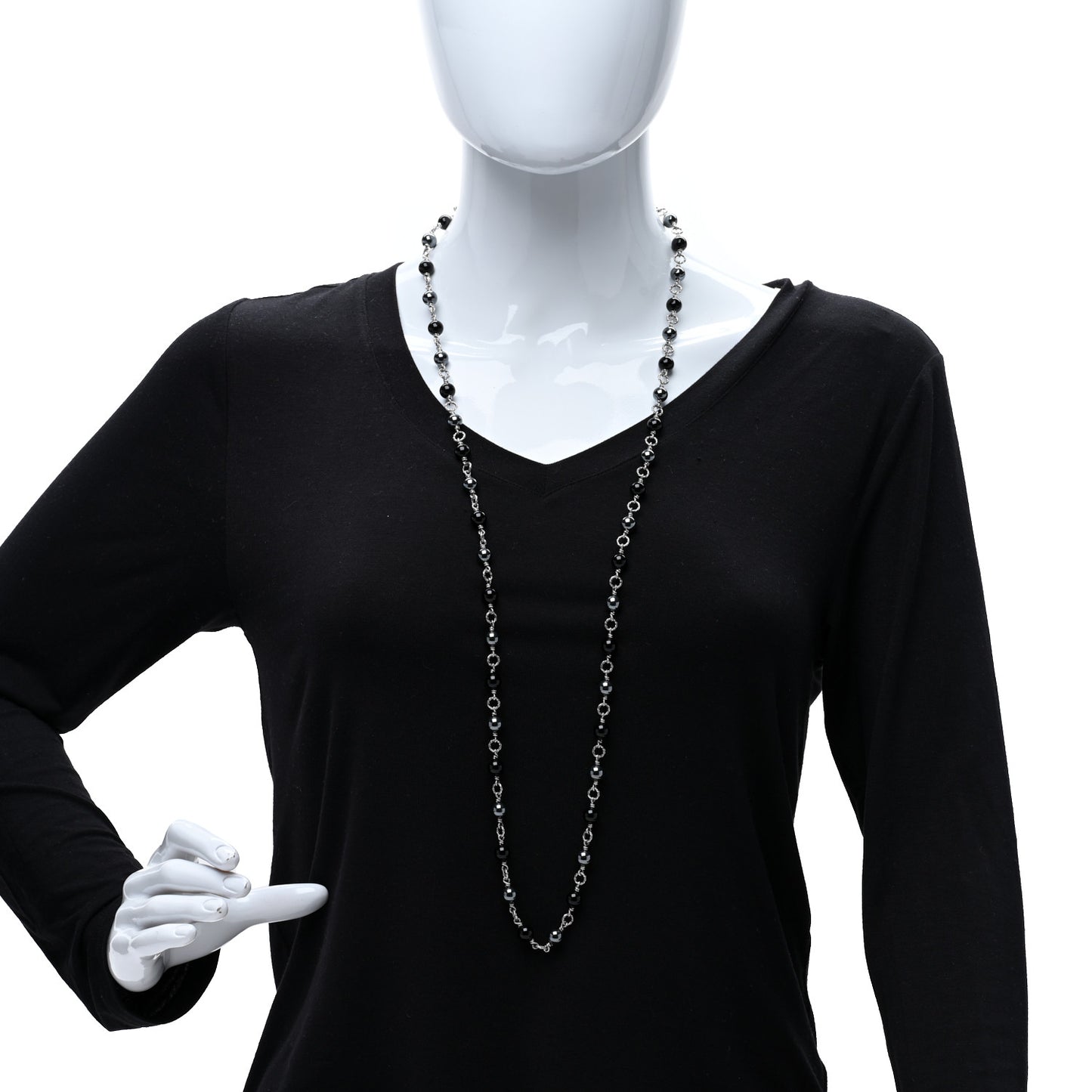 Sterling Silver Black Onyx Hematite Bijoux Necklace