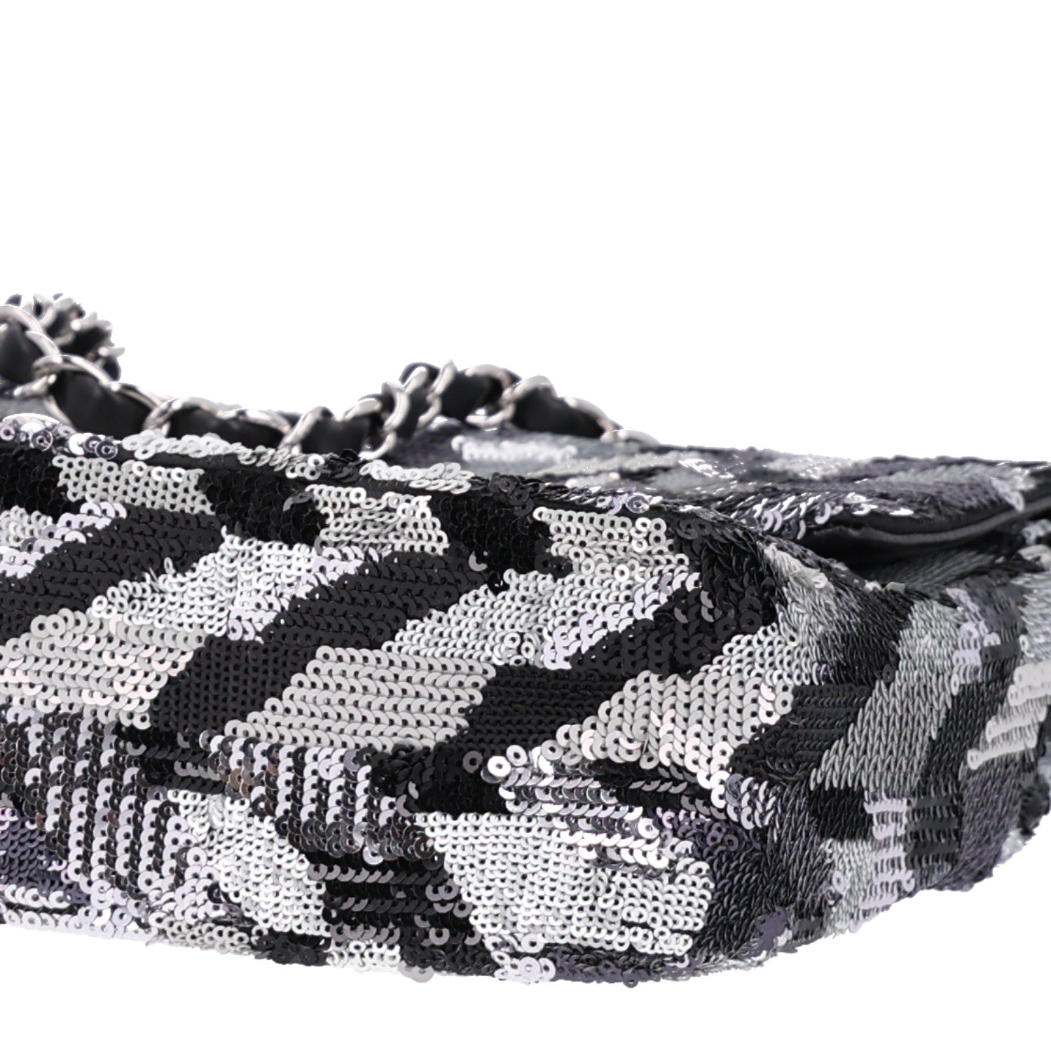 Chanel Sequin Medium Single Flap Silver Black 11 of 11