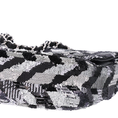 Chanel Sequin Medium Single Flap Silver Black 11 of 11