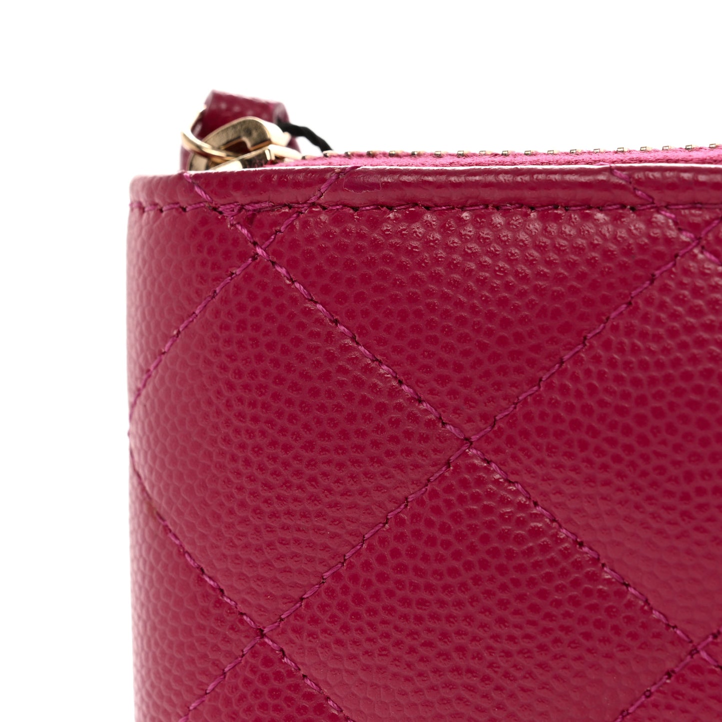 Caviar Quilted Zip Coin Purse Dark Pink