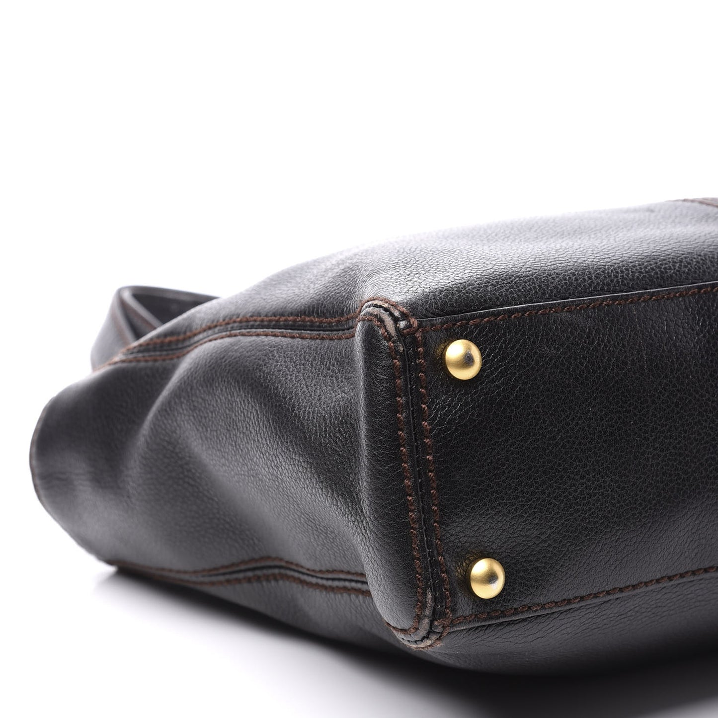 Calfskin Wood Chain Tote Black