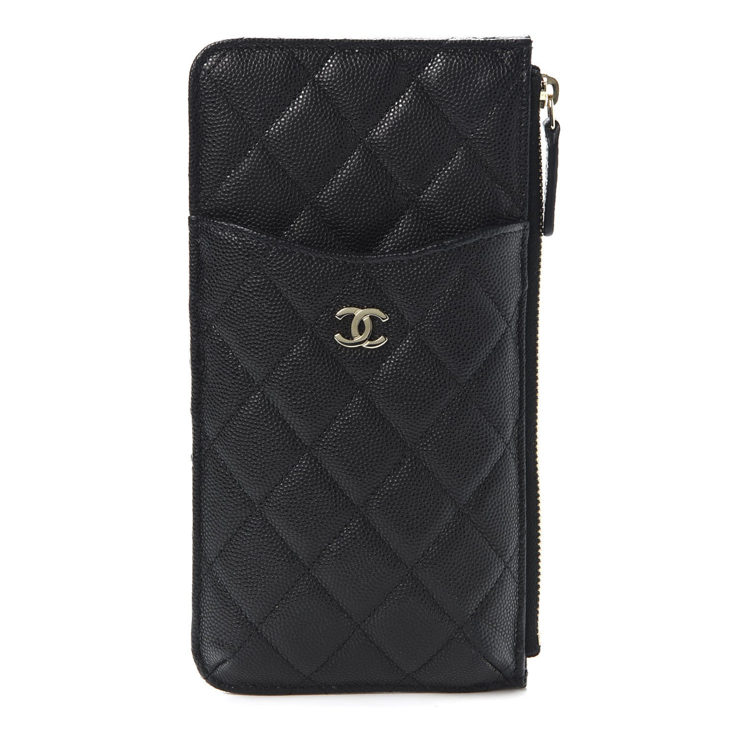 Caviar Quilted Classic Flat Wallet Pouch Black
