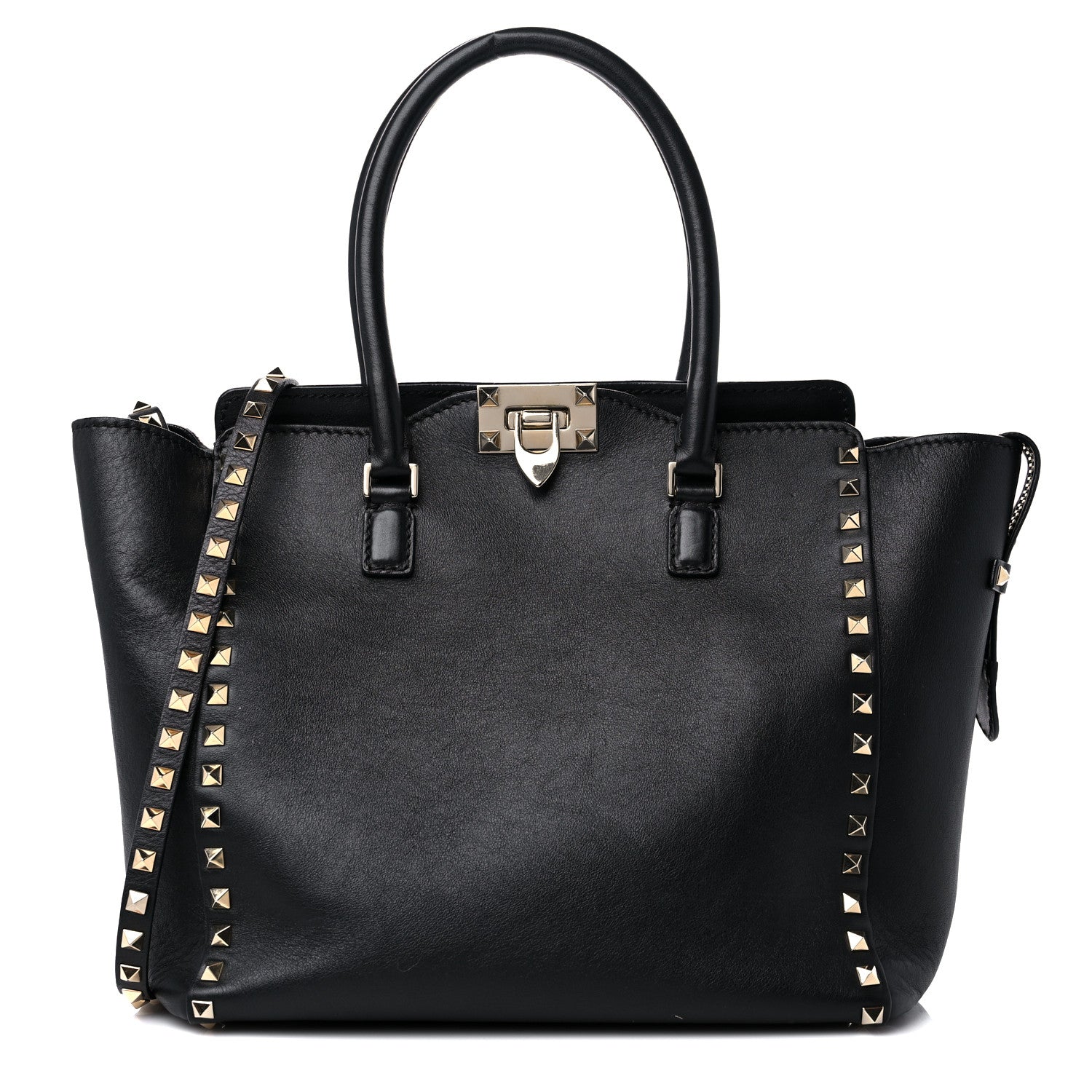 Valentino Garavani Vitello Rockstud Double Handle Tote Black 1 of 12