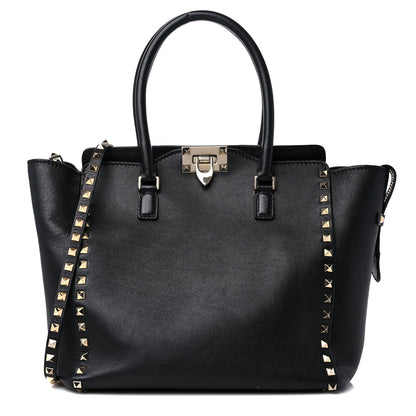 Valentino Garavani Vitello Rockstud Double Handle Tote Black 1 of 12