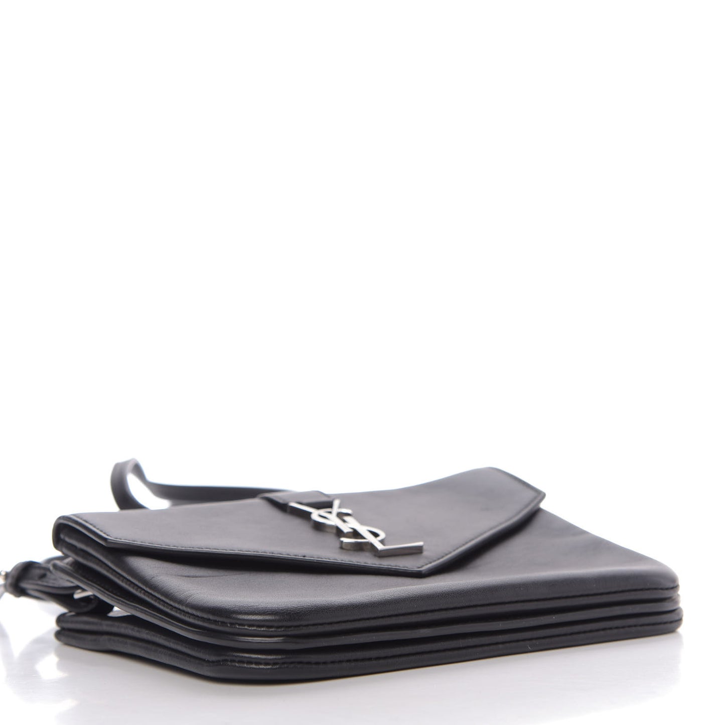 Calfskin Monogram Tri Pocket Crossbody Bag Black