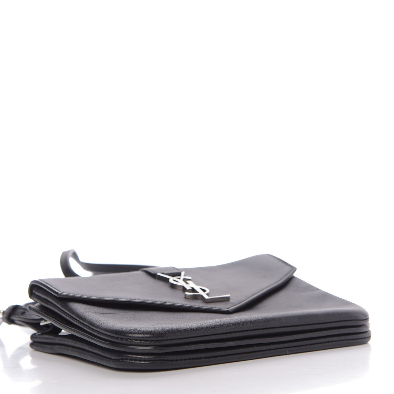Saint Laurent Calfskin Monogram Tri Pocket Crossbody Bag Black 4 of 10