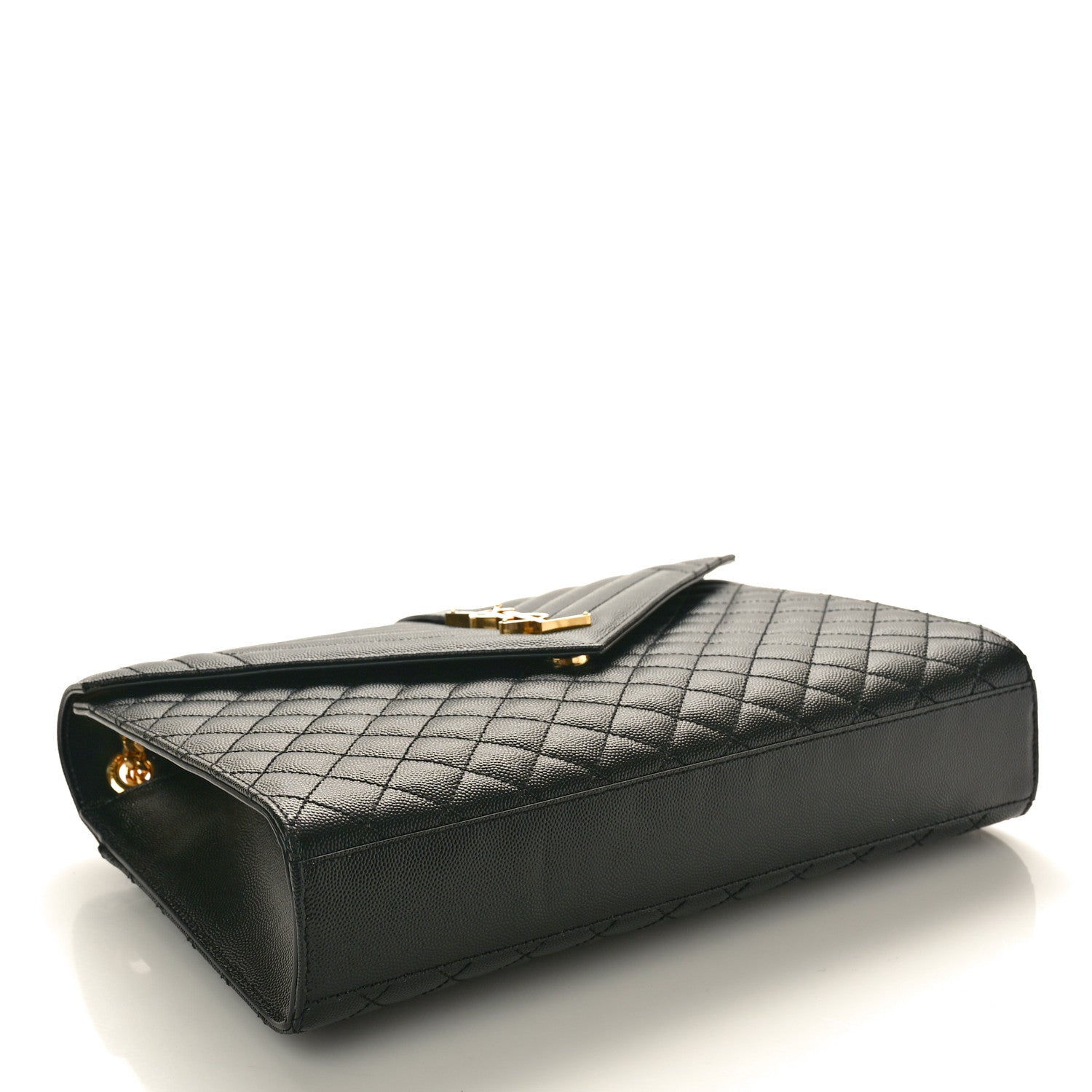 Saint Laurent Grain De Poudre Textured Mixed Matelasse Large Triquilt Monogram Satchel Black 4 of 11