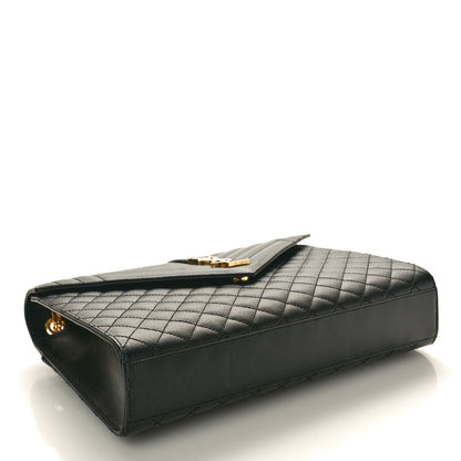 Saint Laurent Grain De Poudre Textured Mixed Matelasse Large Triquilt Monogram Satchel Black 4 of 11