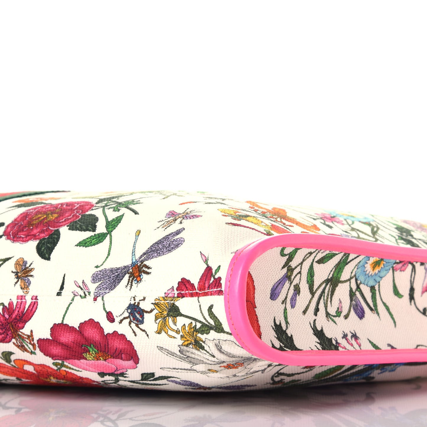 Canvas Flora Large Rajah Chain Tote White Multicolor Fuxia Fluo