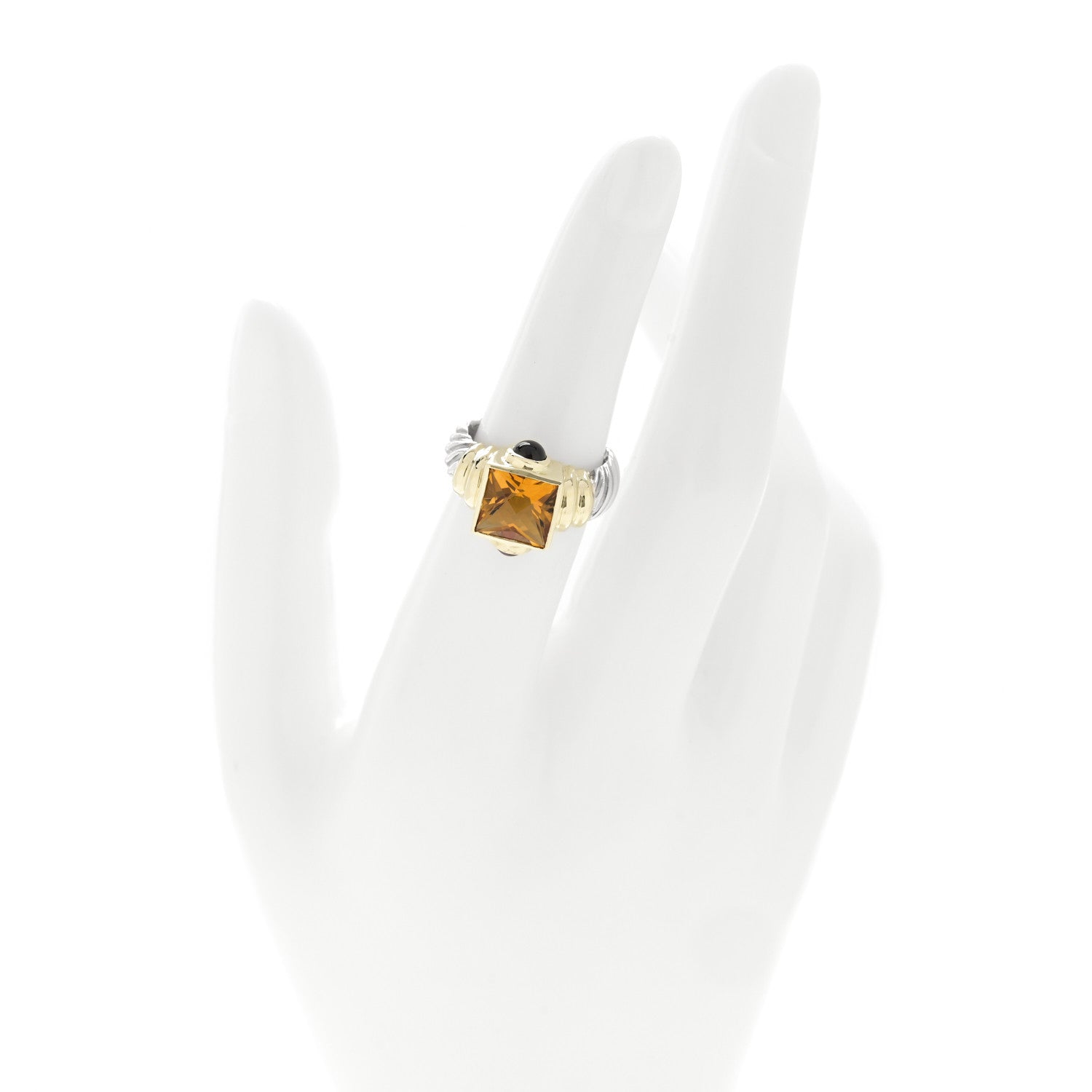 David Yurman Sterling Silver 14K Yellow Gold Citrine Garnet Renaissance Ring 52 6 2 of 4